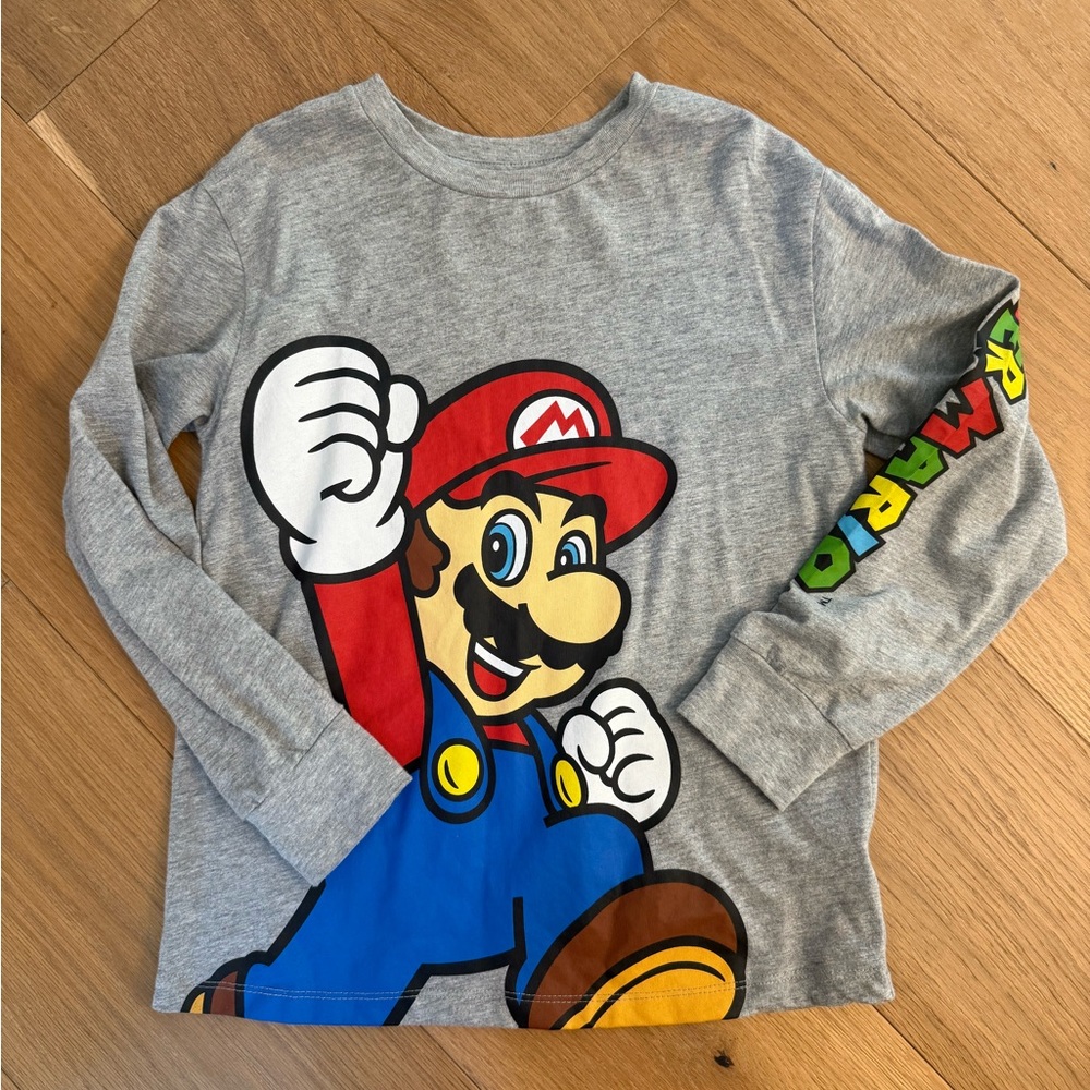 Super Mario Kids Gray Long Sleeve Shirt